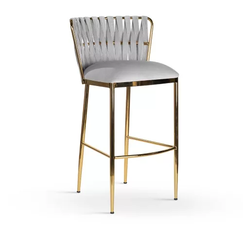 HORDIA M Fonott Háttámlás Bárszék Arany Fém 60cm
