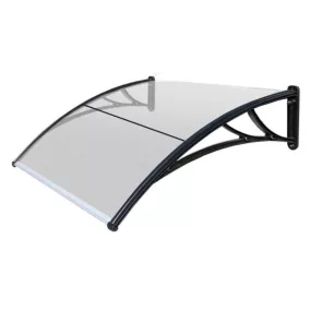   Moxu Műanyag Előtető, 100x90 cm, Fekete Színű Fali Tartóelemekkel, Áttetsző Polikarbonát Lapokkal