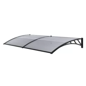   Moxu Műanyag Előtető, 200x90 cm, Fekete Színű Fali Tartóelemekkel,Áttetsző Polikarbonát Lapokkal