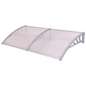   Moxu Műanyag Előtető, 240x90 cm, Fehér Színű Fali Tartóelemekkel, Áttetsző Polikarbonát Lapokkal