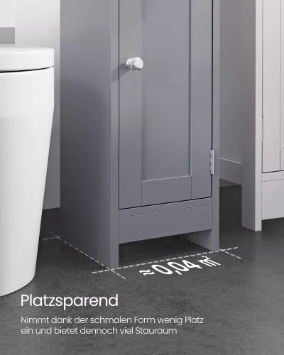 VASAGLE Slim Fürdőszobai Állószekrény MDF Galambszürke