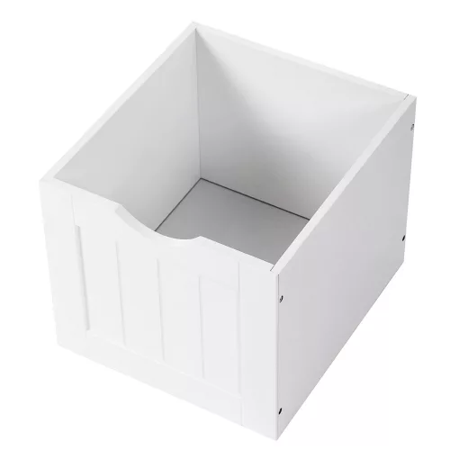 VASAGLE Vintage Fürdőszobai Állószekrény Fehér MDF 2 Fiókos Nyitott Polcos