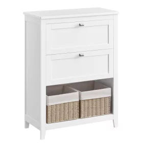   VASAGLE Fürdőszobai Tároló Szekrény 2 Fiókkal és 2 Kosárral MDF Felhőfehér 30 x 60 x 80 cm