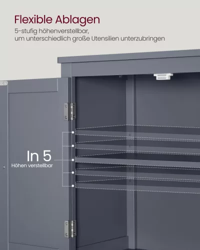 VASAGLE Fürdőszobai Állószekrény MDF Palaszürke 4-Ajtós
