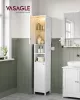 VASAGLE Modern Magas Fürdőszobai Szekrény LED Világítással Felhőfehér