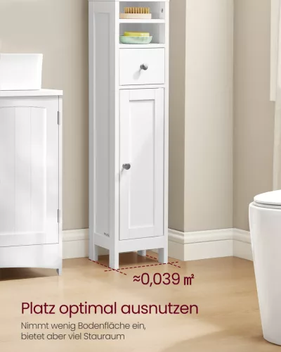 VASAGLE magas fürdőszobai szekrény MDF felhőfehér állítható polcokkal