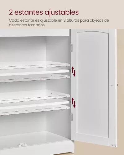 VASAGLE Fürdőszobai Szekrény Állítható Polcokkal Felhőfehér