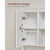 VASAGLE Modern Fürdőszobai Tükrös Szekrény LED Világítással Fehér