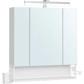   VASAGLE BBK126W01 Tükrös Fürdőszobai Fali Szekrény LED Világítással Felhőfehér