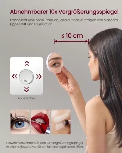 VASAGLE KAILYN BBK134W01 fürdőszobai tükrös szekrény LED világítással fehér