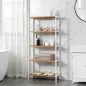   SONGMICS 5 szintes bambusz tárolópolc fehér és natúr 60 x 26 x 130 cm állítható magasságú