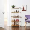 SONGMICS 5 szintes bambusz tárolópolc fehér és natúr 60 x 26 x 130 cm állítható magasságú