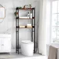   VASAGLE Vintage WC Polc 3 Nyitott Tárolóval Ipari Stílusú Barna-Fekete