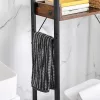 VASAGLE Vintage WC Polc 3 Nyitott Tárolóval Ipari Stílusú Barna-Fekete