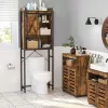 VASAGLE WC Feletti Tároló Polc Szekrénnyel Rusztikus Barna és Fekete Ipari Stílusú