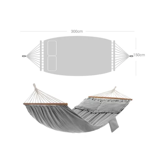 SONGMICS dupla függőágy pamut-poliészter szövetből szürke 210 x 150 cm