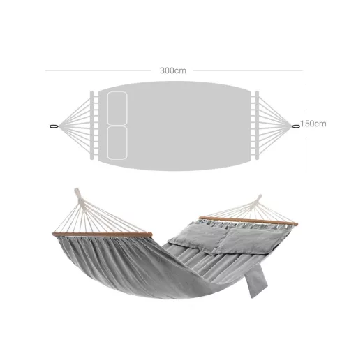 SONGMICS dupla függőágy pamut-poliészter szövetből szürke 210 x 150 cm