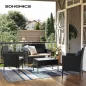 SONGMICS Modern Polyrattan Kerti Bútor Szett Fekete-Bézs
