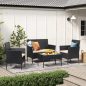 SONGMICS Modern Polyrattan Kerti Bútor Szett Fekete-Bézs