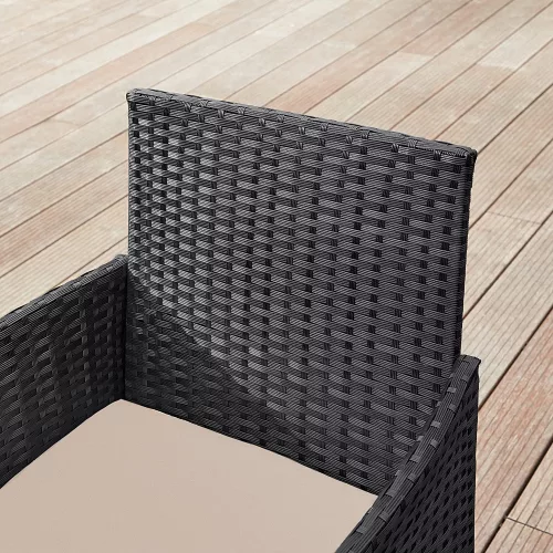 SONGMICS Modern Polyrattan Kerti Bútor Szett Fekete-Bézs