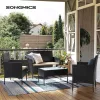 SONGMICS GGF004B05 Kerti Bútor Szett PE Polyrattan Lounge Garnitúra Fekete-Taupe