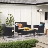 SONGMICS GGF004B05 Kerti Bútor Szett PE Polyrattan Lounge Garnitúra Fekete-Taupe