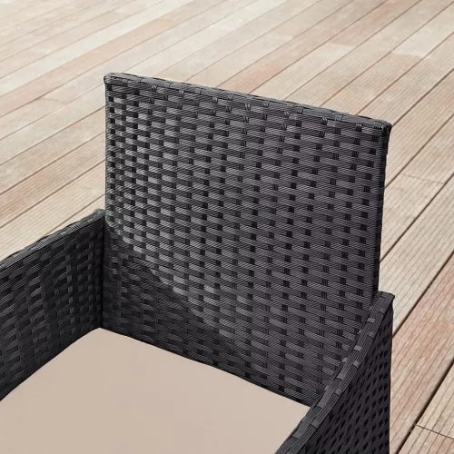 SONGMICS GGF004B05 Kerti Bútor Szett PE Polyrattan Lounge Garnitúra Fekete-Taupe