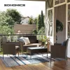 SONGMICS GGF004K05 Polyrattan Kerti Bútor Szett Barna-Bézs