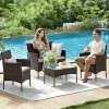 SONGMICS GGF004K05 Polyrattan Kerti Bútor Szett Barna-Bézs