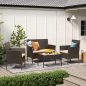 SONGMICS GGF004K05 Polyrattan Kerti Bútor Szett Barna-Bézs