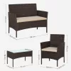 SONGMICS GGF004K05 Polyrattan Kerti Bútor Szett Barna-Bézs