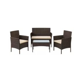   SONGMICS GGF004K05 Kerti Bútor Szett PE Polyrattan Barna-Taupe
