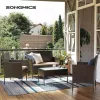 SONGMICS GGF004K05 Kerti Bútor Szett PE Polyrattan Barna-Taupe