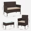 SONGMICS GGF004K05 Kerti Bútor Szett PE Polyrattan Barna-Taupe