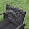 SONGMICS Polyrattan Kerti Bútor Szett Fekete Üveglapos Asztallal