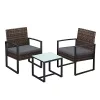 SONGMICS GGF010G05 Polyrattan Kerti Bútor Szett Fekete-Szürke