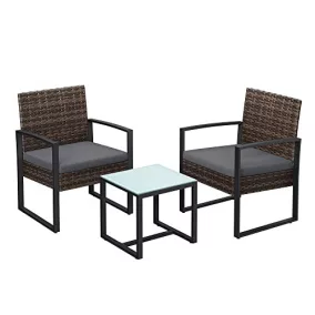   SONGMICS GGF010G05 Polyrattan Kerti Bútor Szett Fekete-Szürke