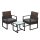 SONGMICS GGF010G05 Polyrattan Kerti Bútor Szett Fekete-Szürke