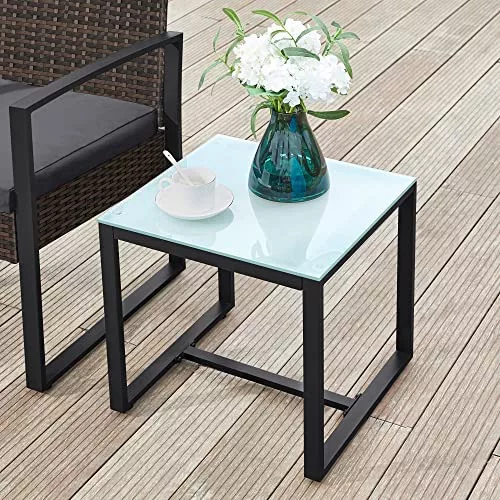 SONGMICS GGF010G05 Polyrattan Kerti Bútor Szett Fekete-Szürke