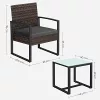SONGMICS GGF010G05 Polyrattan Kerti Bútor Szett Fekete-Szürke
