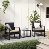 SONGMICS Modern Polyrattan Kerti Bútor Szett Üveglapos Asztallal Fekete-Bézs