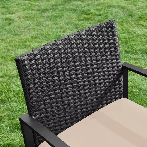 SONGMICS GGF010M05 Balkon Kerti Bútor Szett PE Polyrattan Ülőgarnitúra Asztallal és 2 Székkel Fekete/Bézs