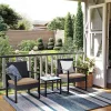 SONGMICS GGF010M05 Balkon Kerti Bútor Szett PE Polyrattan Ülőgarnitúra Asztallal és 2 Székkel Fekete/Bézs