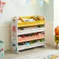   SONGMICS GKRS04WT játéktároló polc 12 textil tárolódobozzal fehér tengeri állat mintával