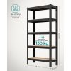 SONGMICS 5 Szintes Acél Tárolóállvány Csavarmentes Szerelés 650kg Teherbírás Fekete