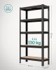 SONGMICS 2 db 5 Szintes Acél Tárolóállvány Csavarmentes Szerelés 650kg Teherbírás 30x75x150cm Fekete