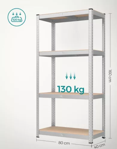 SONGMICS Nagy Teherbírású Acél Polcrendszer MDF Lapokkal Szürke