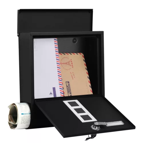 SONGMICS Modern Fali Postaláda Újságtartóval Fekete