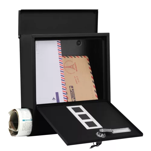 SONGMICS Modern Fali Postaláda Újságtartóval Fekete
