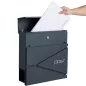   SONGMICS Modern Fali Postaláda Újságtartóval Antracitszürke Acél